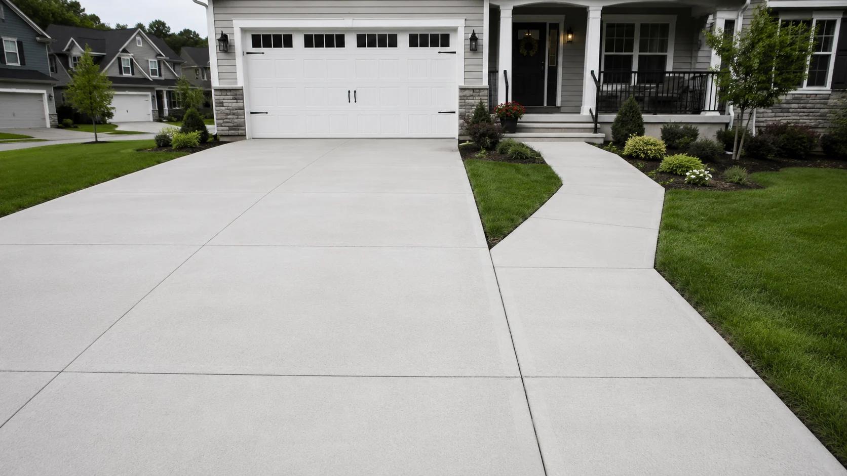 Clean concrete driveway and walkway at a Florida home in Manatee County