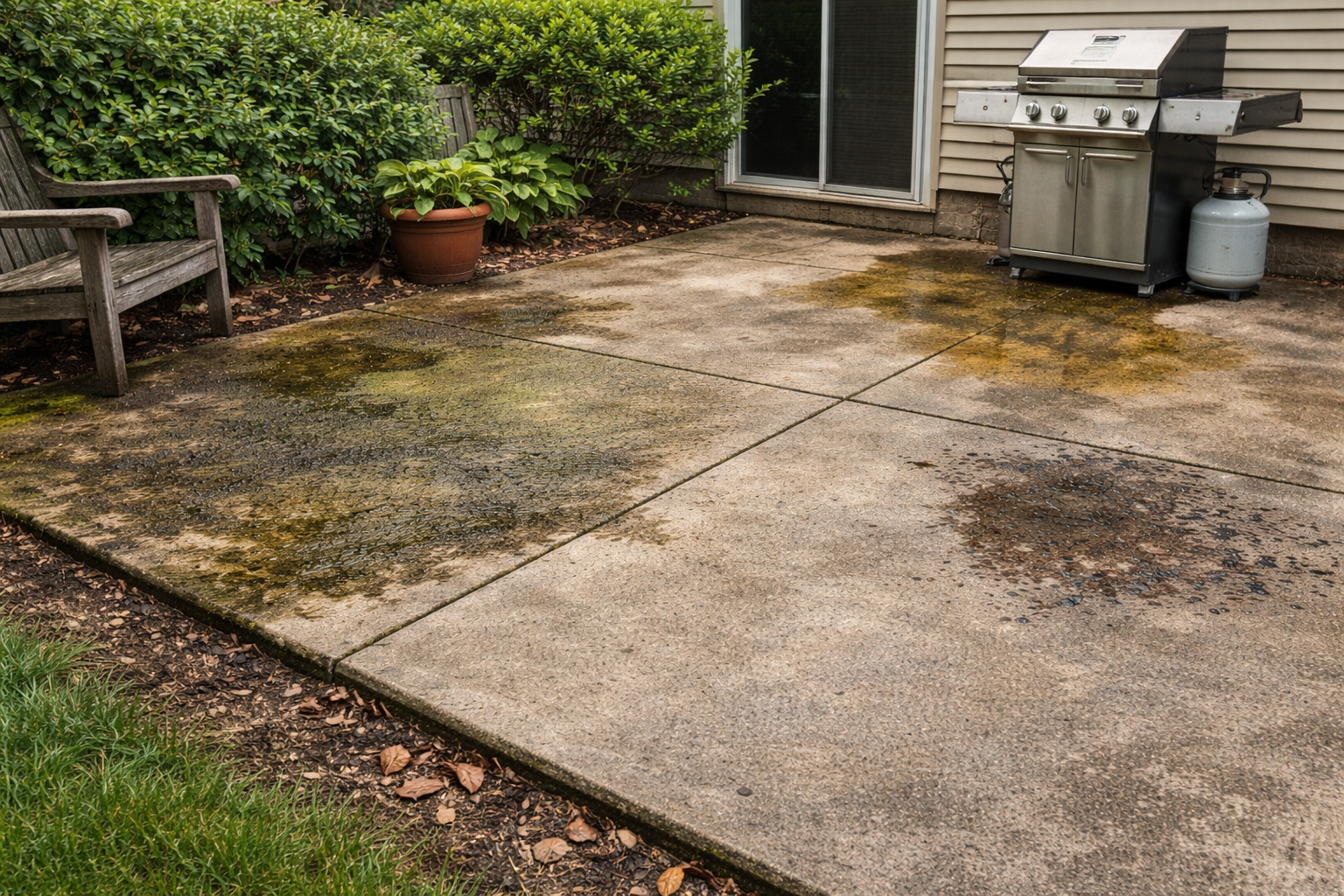 Dirty concrete patio surface