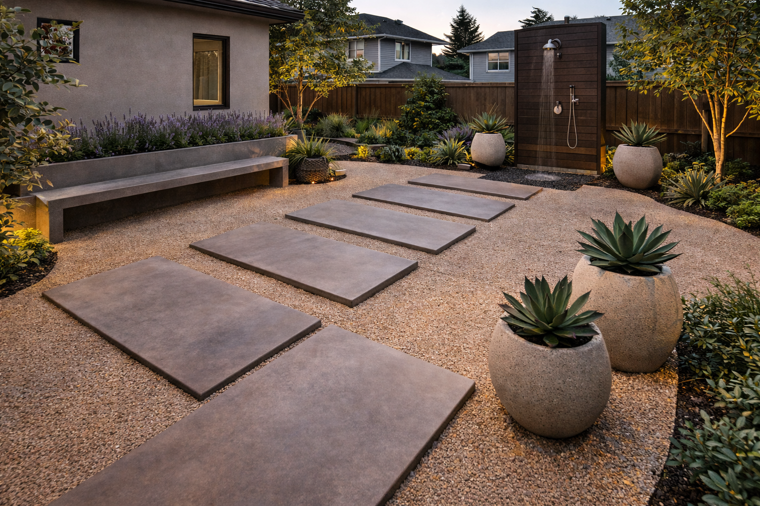 Concrete and Gravel Combination patio
