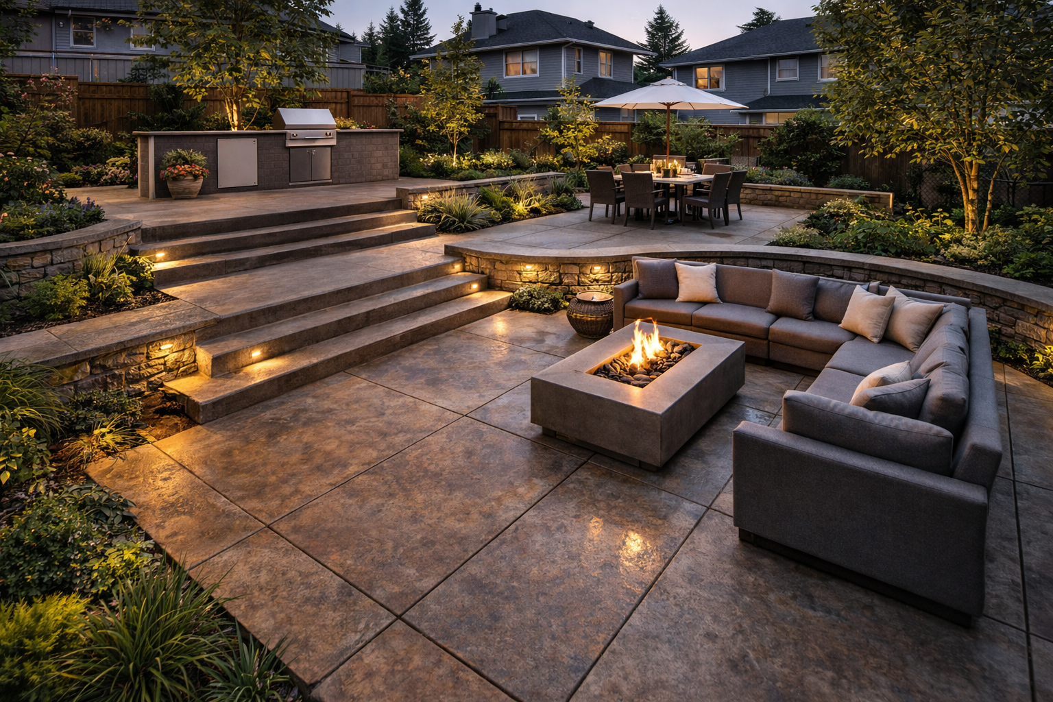 Multi-Level Concrete Patio